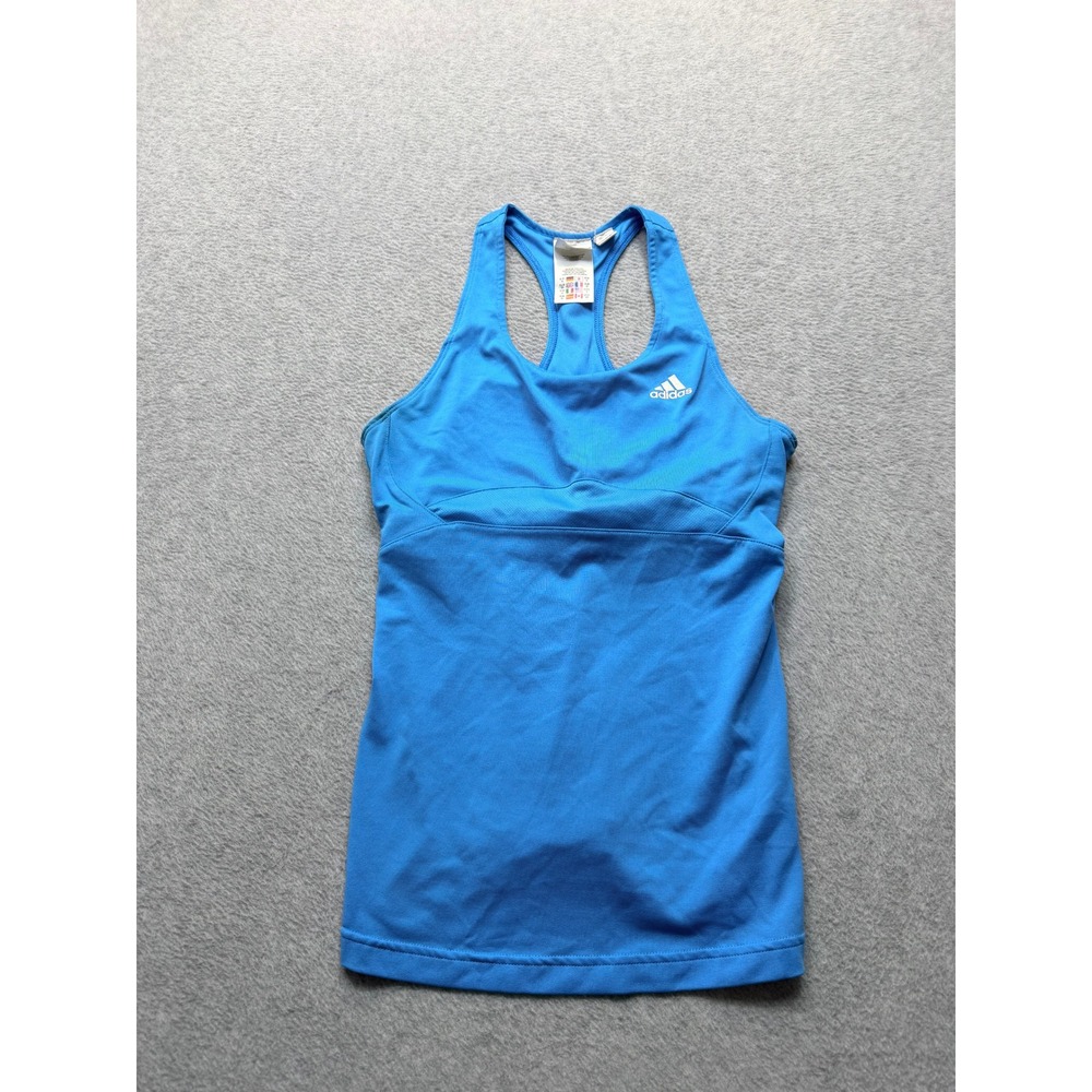 Adidas Climalite Racerback Tank Top Blue Built-in Bra E75229 Womens Small